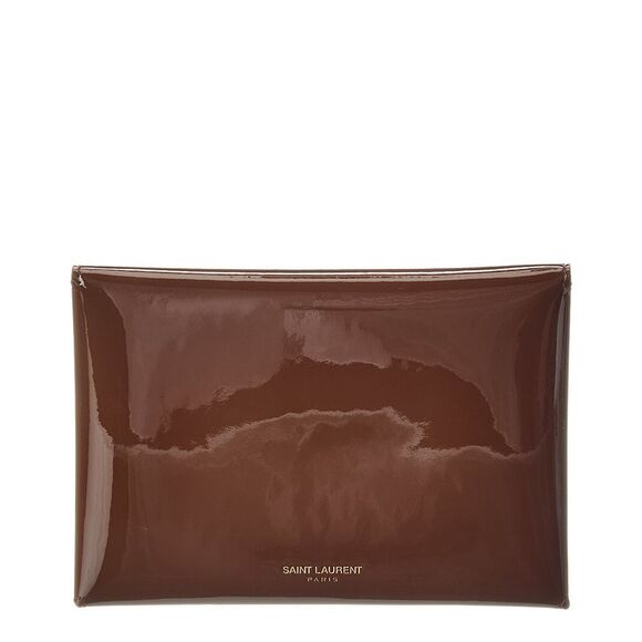 Saint Laurent Patent Passport Case, Brown - Picture 2 of 3